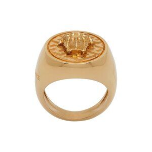 Mens VERSACE Gold 'La Greca' Medusa Ring Size: 23 / 12 US NIB